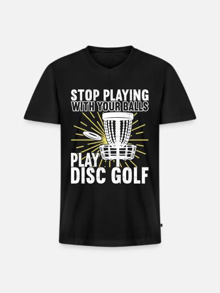 Disc Golf Disc Golfer - Men's Premium Organic T-shirt with V-neck - black