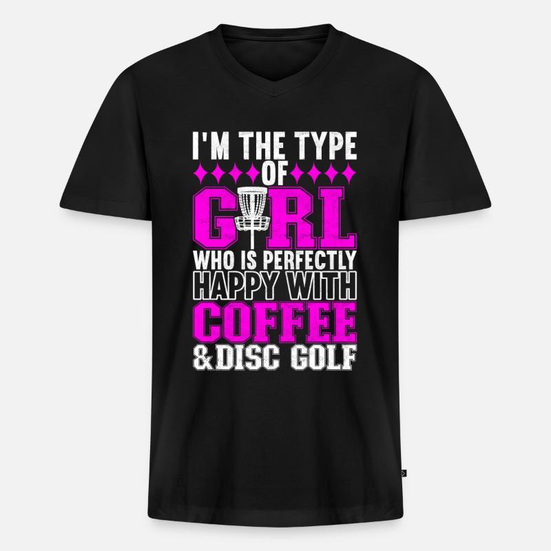 Disc Golf Discgolfspieler - Männer Premium Bio T-Shirt mit V-Ausschnitt - Schwarz