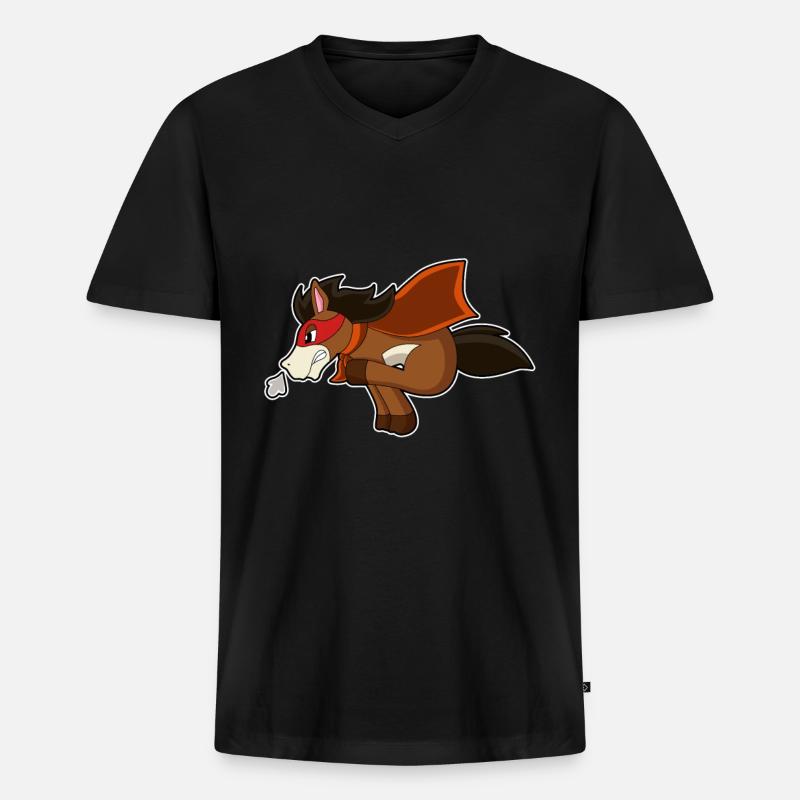 Pferd Held - Männer Premium Bio T-Shirt mit V-Ausschnitt - Schwarz