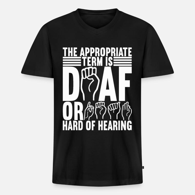 Taub Taubstumm Deaf - Männer Premium Bio T-Shirt mit V-Ausschnitt - Schwarz