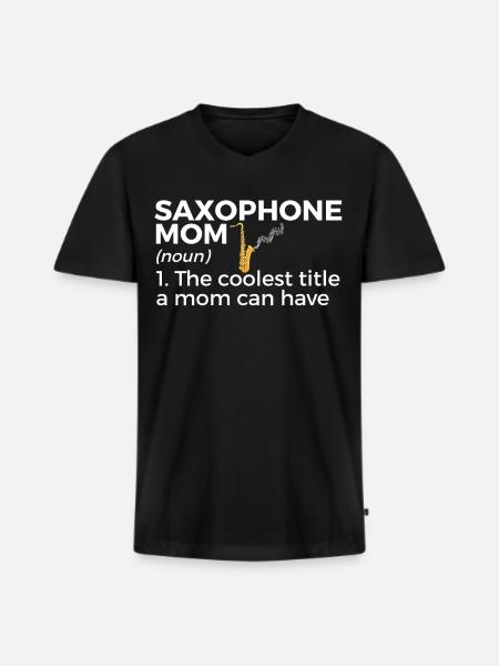 Saxophone Musiker Blasmusik - Männer Premium Bio T-Shirt mit V-Ausschnitt - Schwarz