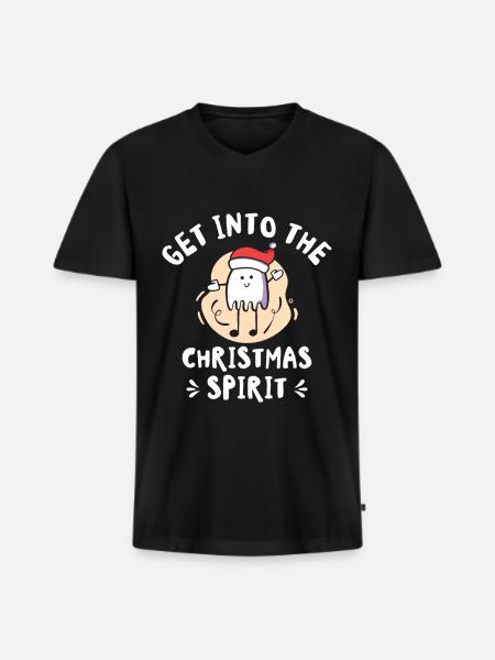 Noël mignon fantôme Halloween - T-shirt encolure en V Premium bio Homme - noir