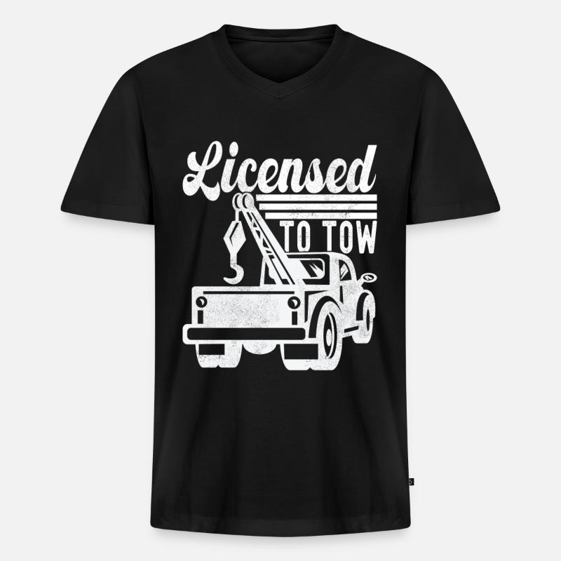 Abschleppwagen Abschleppdienst - Männer Premium Bio T-Shirt mit V-Ausschnitt - Schwarz