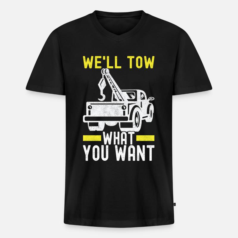 Abschleppwagen Abschleppdienst - Männer Premium Bio T-Shirt mit V-Ausschnitt - Schwarz