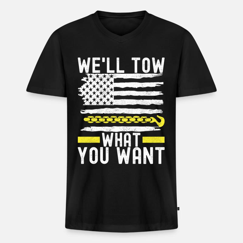 Abschleppwagen Abschleppdienst - Männer Premium Bio T-Shirt mit V-Ausschnitt - Schwarz