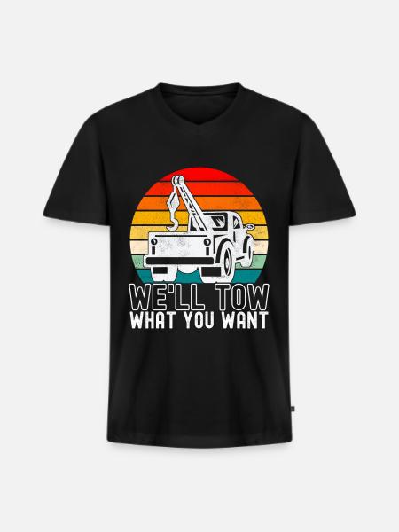 Abschleppwagen Abschleppdienst - Männer Premium Bio T-Shirt mit V-Ausschnitt - Schwarz