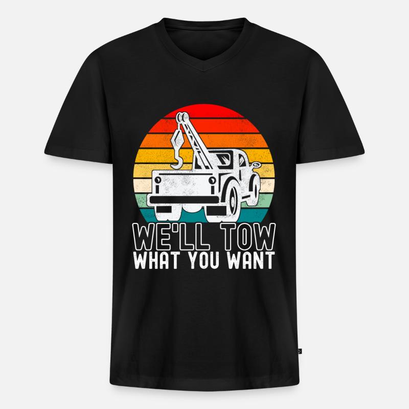 Abschleppwagen Abschleppdienst - Männer Premium Bio T-Shirt mit V-Ausschnitt - Schwarz