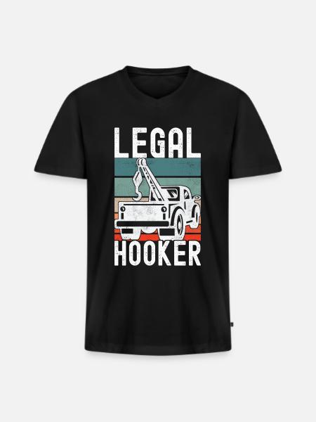 Abschleppwagen Abschleppdienst - Männer Premium Bio T-Shirt mit V-Ausschnitt - Schwarz