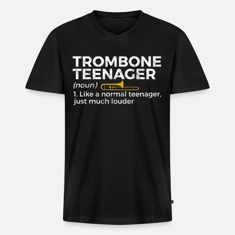 Posaune Musiker Blasmusik - Männer Premium Bio T-Shirt mit V-Ausschnitt - Schwarz