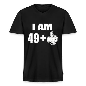 50 Geburtstag - Männer Premium Bio T-Shirt mit V-Ausschnitt - Schwarz - Vorne - Nico (187cm)