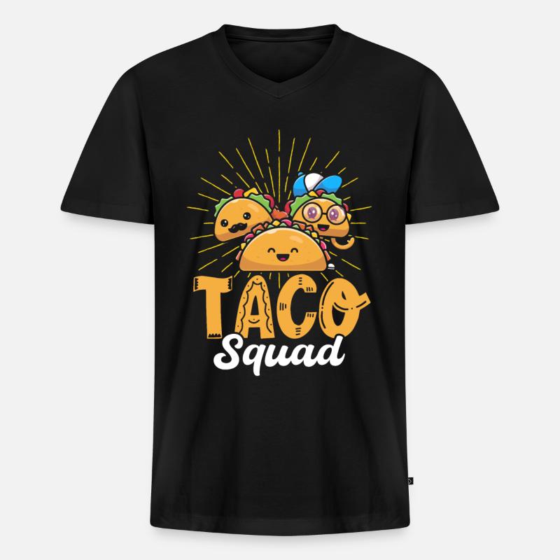 Taco Squad - Männer Premium Bio T-Shirt mit V-Ausschnitt - Schwarz