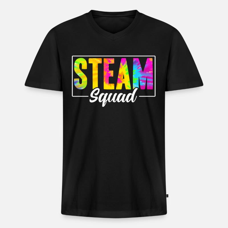 Steam Squad - Männer Premium Bio T-Shirt mit V-Ausschnitt - Schwarz