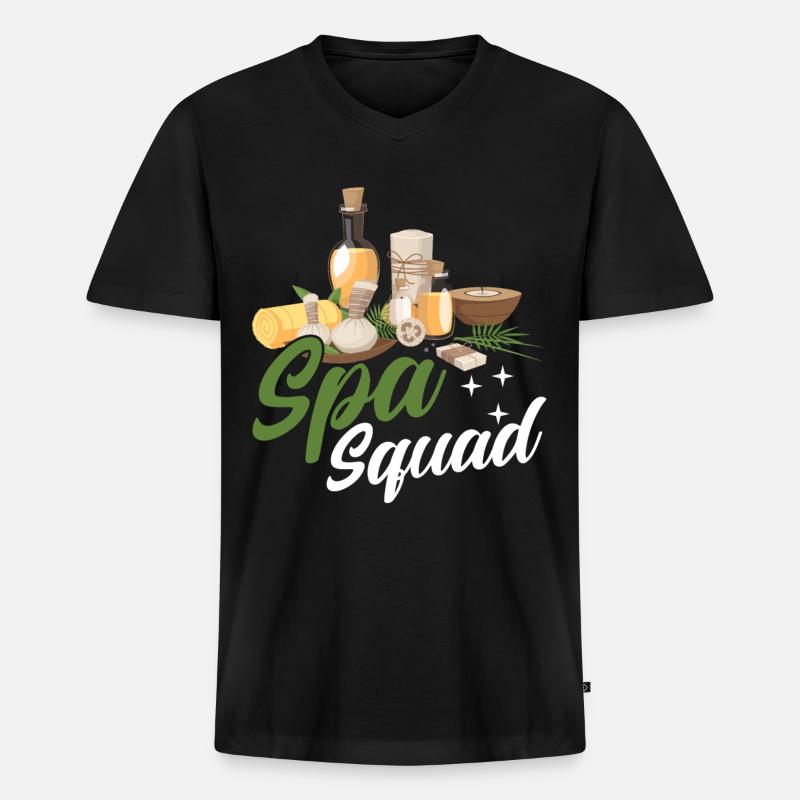 Spa Squad - Männer Premium Bio T-Shirt mit V-Ausschnitt - Schwarz