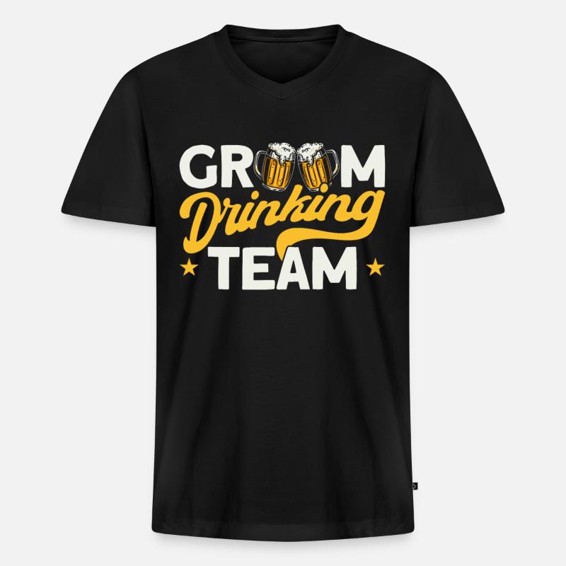Groom Drinking Team - Männer Premium Bio T-Shirt mit V-Ausschnitt - Schwarz