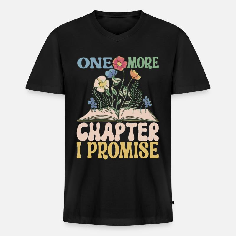 Bücher Lesen Bücherwurm - Männer Premium Bio T-Shirt mit V-Ausschnitt - Schwarz