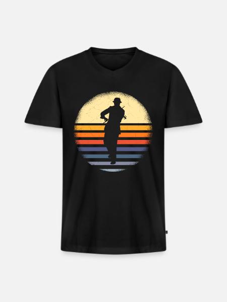 Violon Musicien - T-shirt encolure en V Premium bio Homme - noir
