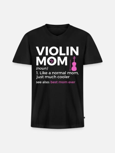 Violon Musicien - T-shirt encolure en V Premium bio Homme - noir