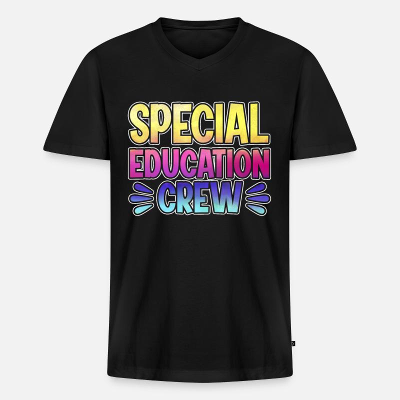 Special Education Crew - Männer Premium Bio T-Shirt mit V-Ausschnitt - Schwarz
