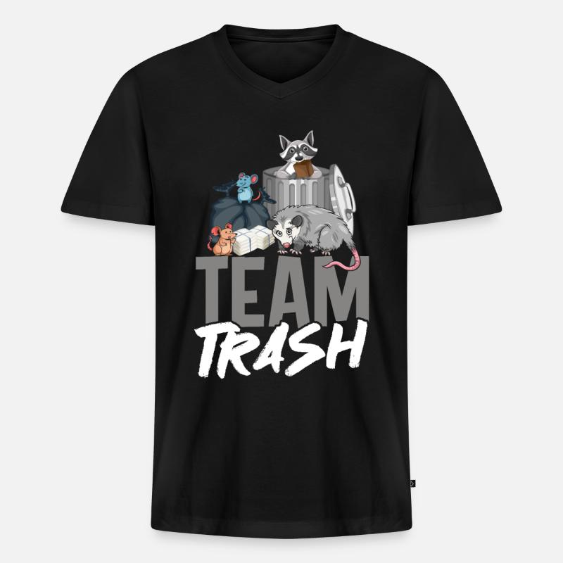 Team Trash - Männer Premium Bio T-Shirt mit V-Ausschnitt - Schwarz