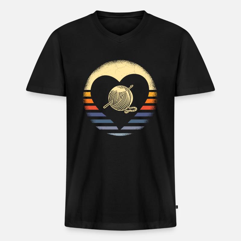 Häkeln - Männer Premium Bio T-Shirt mit V-Ausschnitt - Schwarz