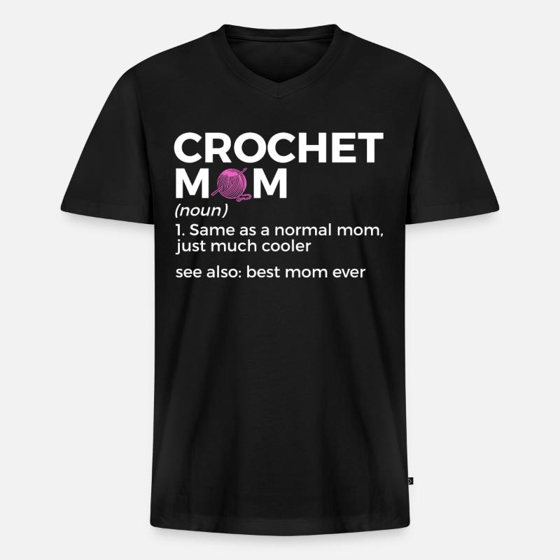 Häkeln - Männer Premium Bio T-Shirt mit V-Ausschnitt - Schwarz