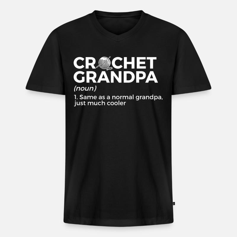 Häkeln - Männer Premium Bio T-Shirt mit V-Ausschnitt - Schwarz