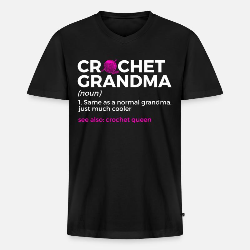 Häkeln - Männer Premium Bio T-Shirt mit V-Ausschnitt - Schwarz