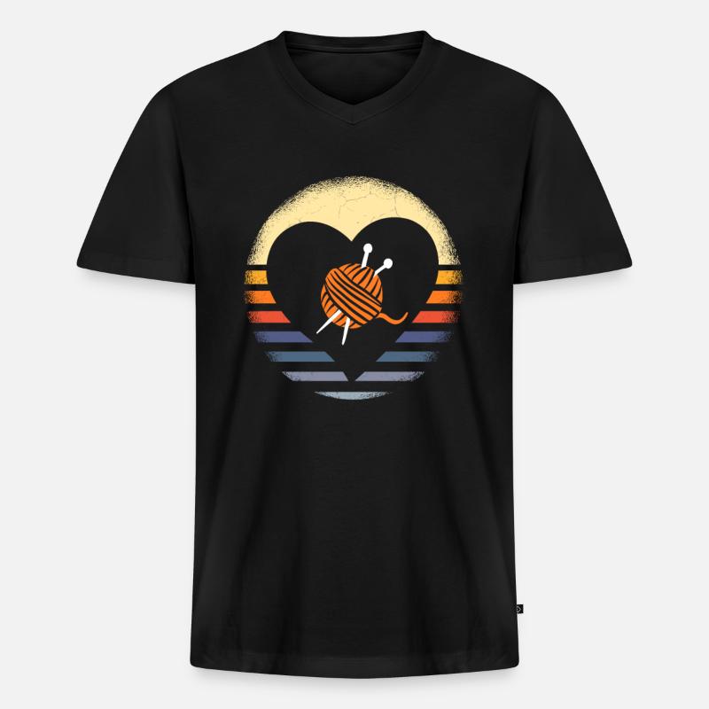 Stricken - Männer Premium Bio T-Shirt mit V-Ausschnitt - Schwarz