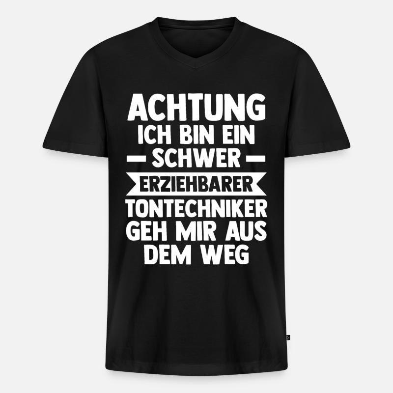 Toningenieur Tontechnik Tontechniker - Männer Premium Bio T-Shirt mit V-Ausschnitt - Schwarz