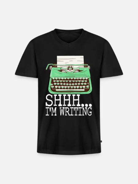 Author Schreiber - Men's Premium Organic T-shirt with V-neck - black