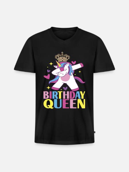 Unicorn Birthday - Men's Premium Organic T-shirt with V-neck - black