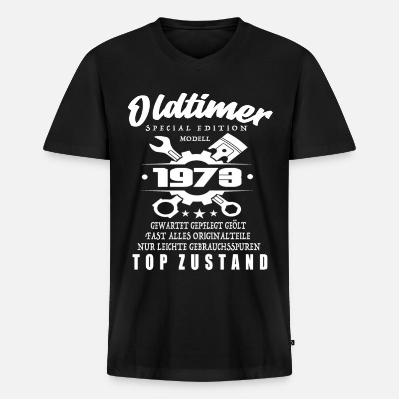 Oldtimer Special Edition Modell 1973 - Männer Premium Bio T-Shirt mit V-Ausschnitt - Schwarz