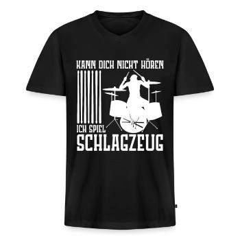 Schlagzeug Musiker - Männer Premium Bio T-Shirt mit V-Ausschnitt - Schwarz - Vorne - Nico (187cm)