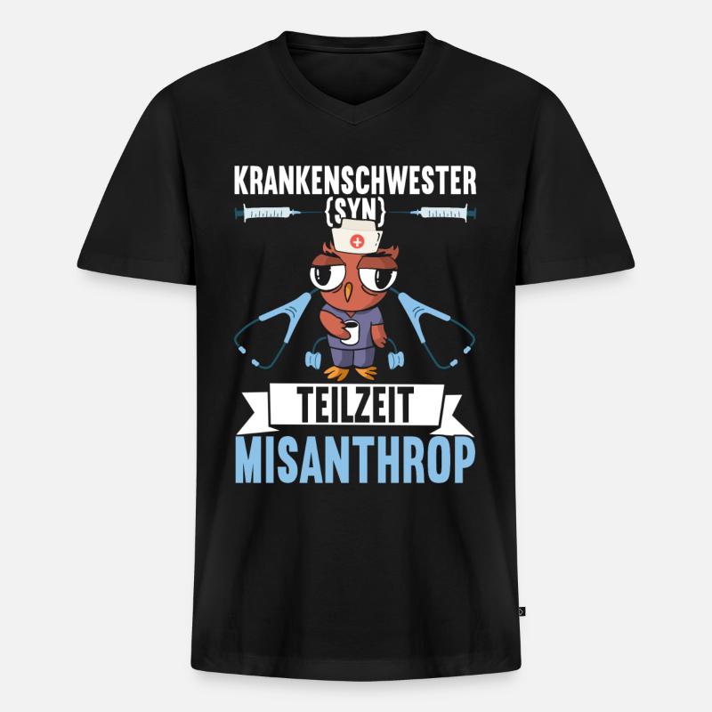 Krankenschwester Krankenpflege - Männer Premium Bio T-Shirt mit V-Ausschnitt - Schwarz