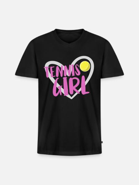 Tennis Geschenk - Männer Premium Bio T-Shirt mit V-Ausschnitt - Schwarz