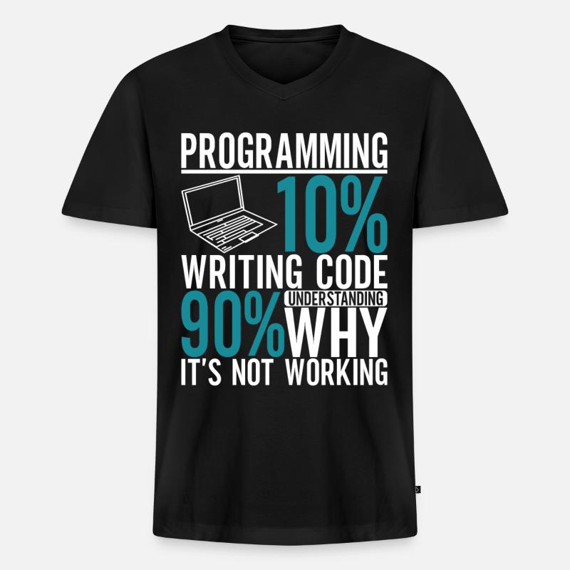 Programmierer Informatiker - Männer Premium Bio T-Shirt mit V-Ausschnitt - Schwarz