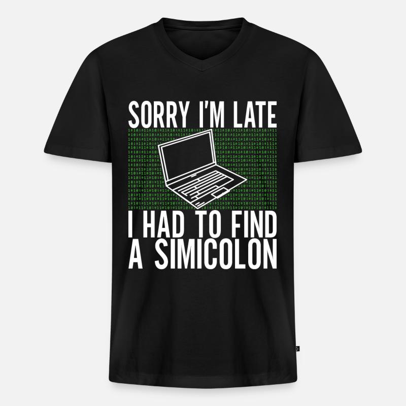 Programmierer Informatiker - Männer Premium Bio T-Shirt mit V-Ausschnitt - Schwarz