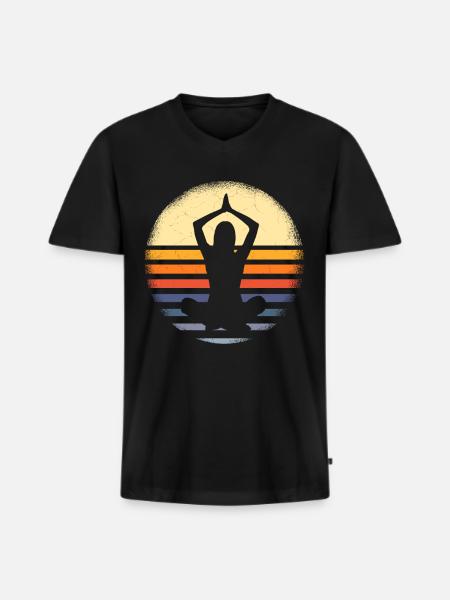Yoga - Männer Premium Bio T-Shirt mit V-Ausschnitt - Schwarz