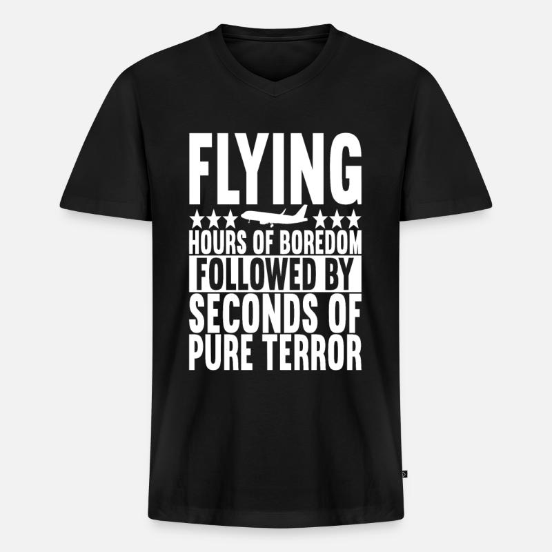 Pilot Flugzeug - Männer Premium Bio T-Shirt mit V-Ausschnitt - Schwarz