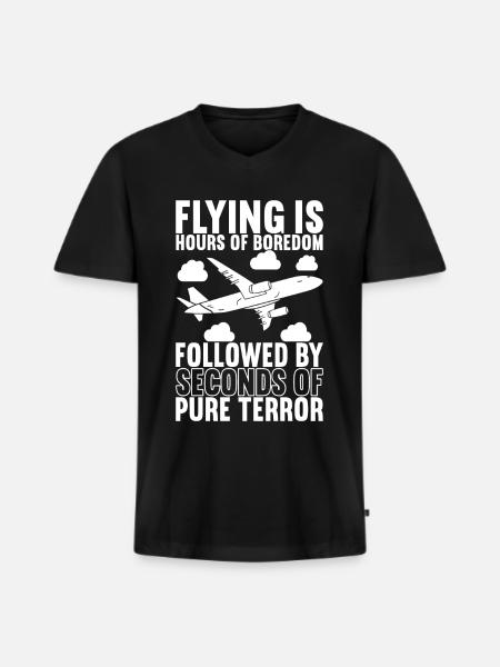 Pilot Flugzeug - Männer Premium Bio T-Shirt mit V-Ausschnitt - Schwarz