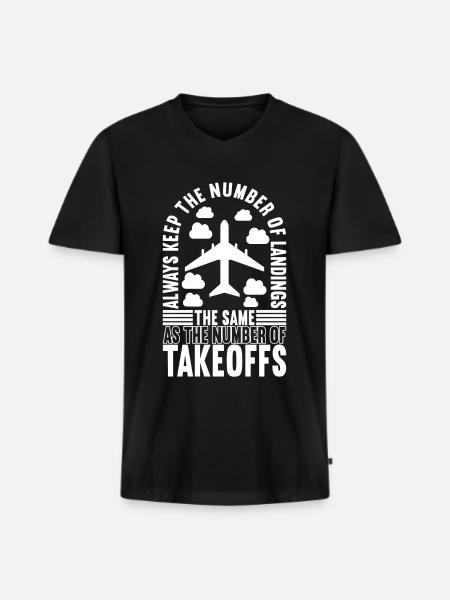 Pilot Flugzeug - Männer Premium Bio T-Shirt mit V-Ausschnitt - Schwarz