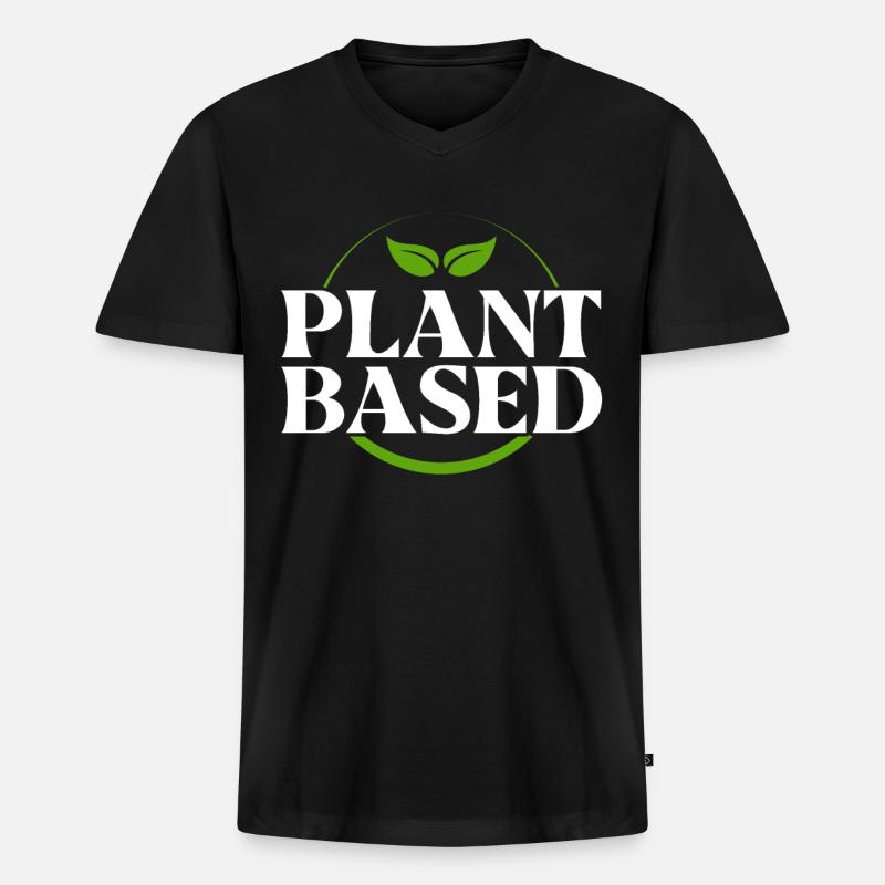 Plant Based - Männer Premium Bio T-Shirt mit V-Ausschnitt - Schwarz
