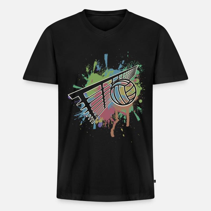 Volleyball - Männer Premium Bio T-Shirt mit V-Ausschnitt - Schwarz