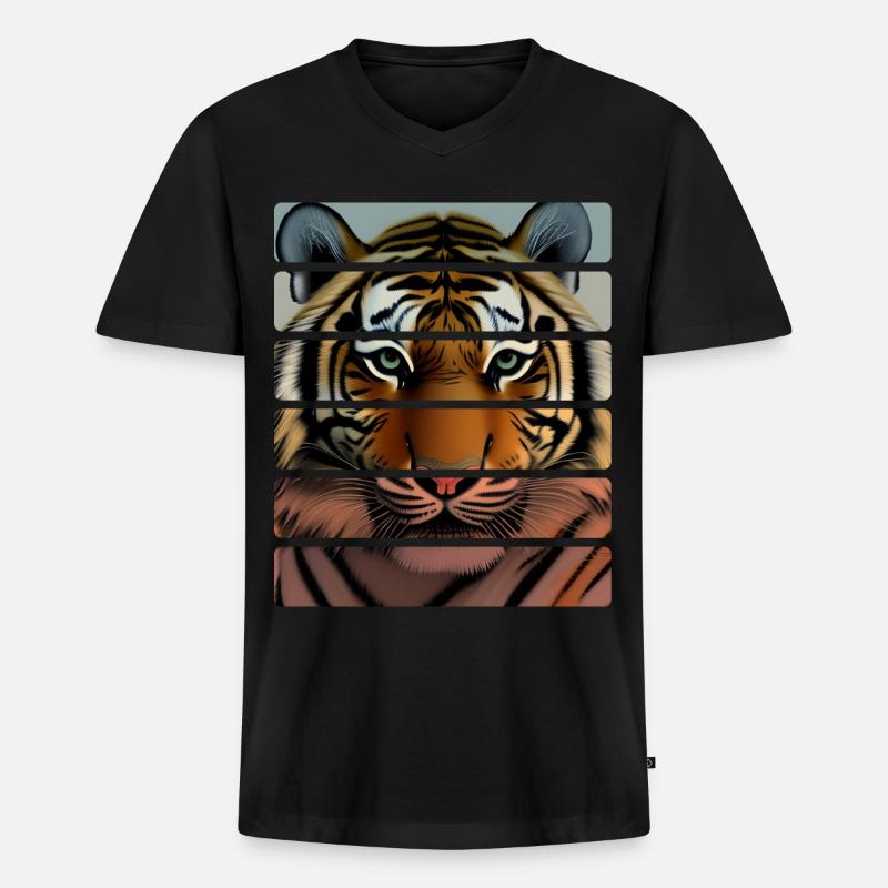 Tiger - Männer Premium Bio T-Shirt mit V-Ausschnitt - Schwarz