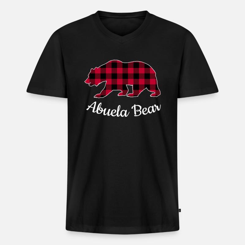 Abuela Bear - Männer Premium Bio T-Shirt mit V-Ausschnitt - Schwarz