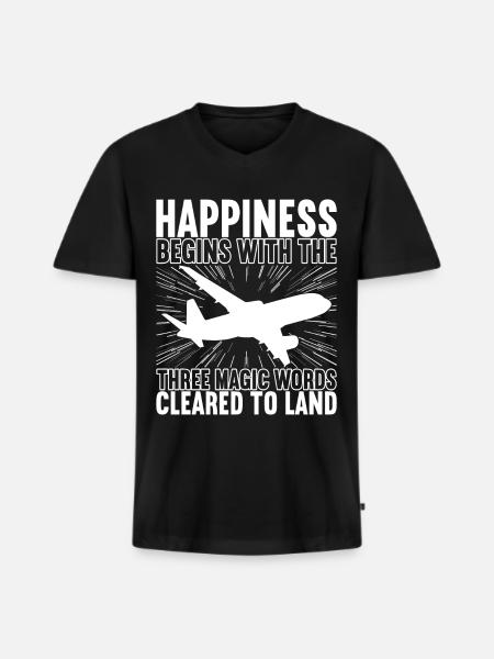 Pilot Flugzeug - Männer Premium Bio T-Shirt mit V-Ausschnitt - Schwarz