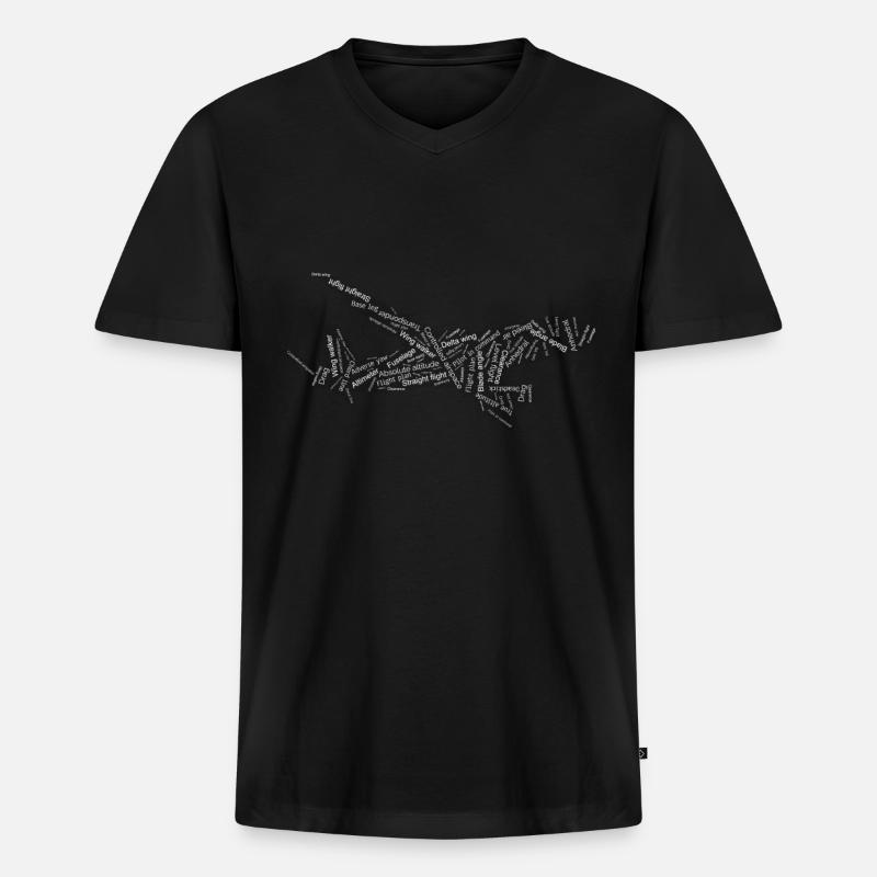 Pilot Flugzeug - Männer Premium Bio T-Shirt mit V-Ausschnitt - Schwarz