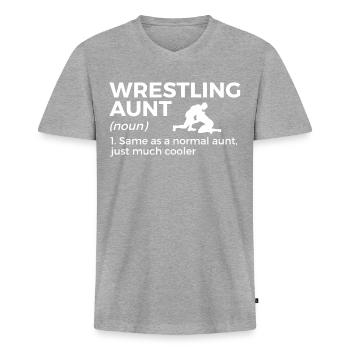 Wrestling - Männer Premium Bio T-Shirt mit V-Ausschnitt - Grau meliert - Vorne