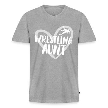 Wrestling - Männer Premium Bio T-Shirt mit V-Ausschnitt - Grau meliert - Vorne