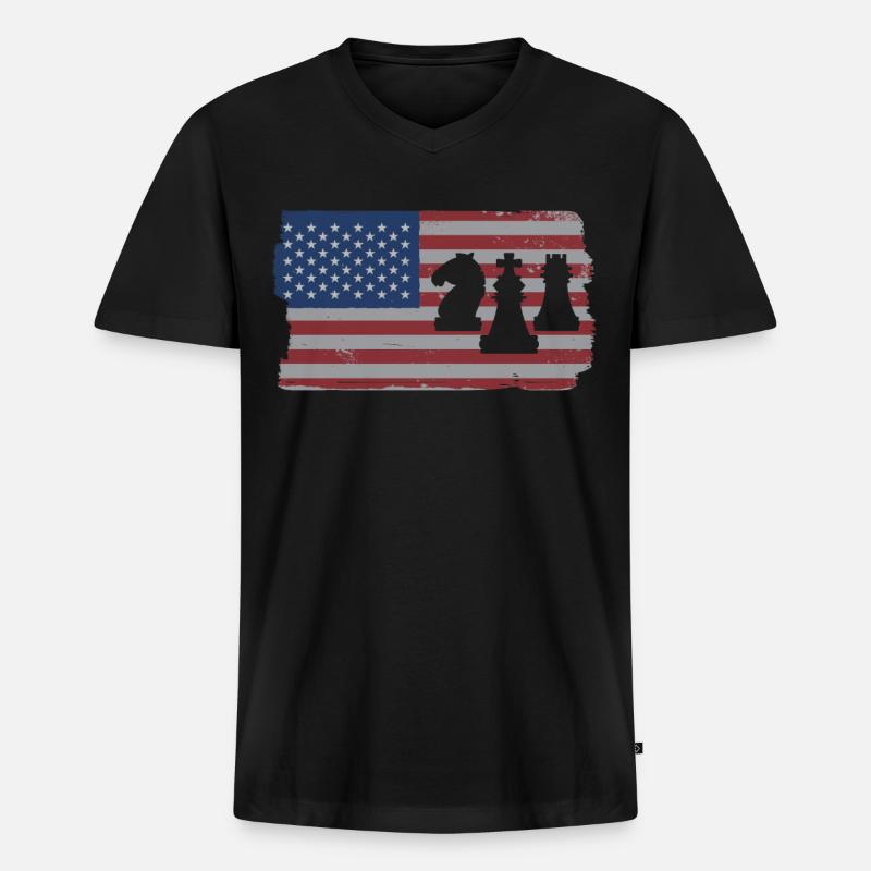Schach Spieler - Männer Premium Bio T-Shirt mit V-Ausschnitt - Schwarz